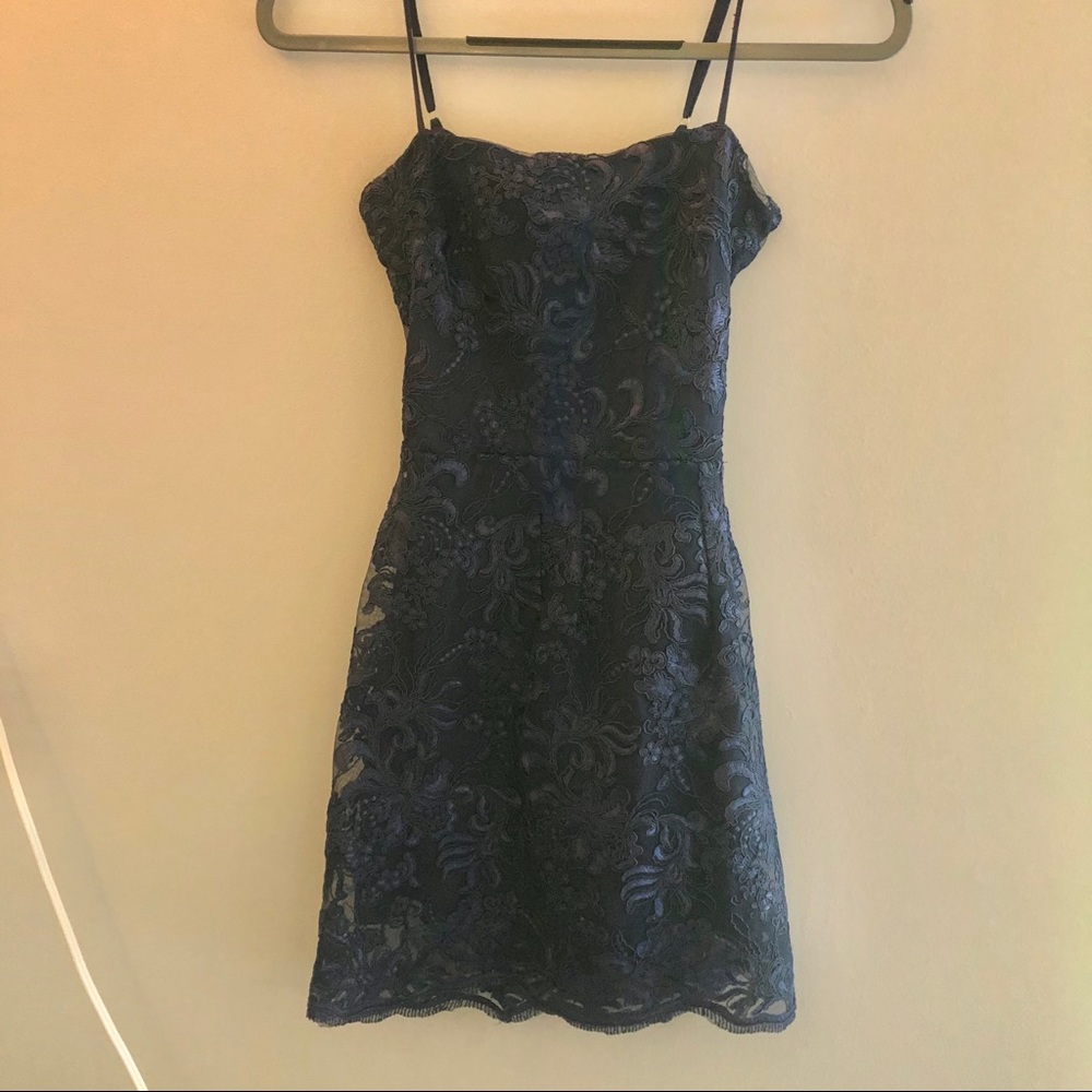 Navy, lace, backless bodycon dress